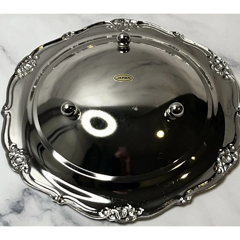 Japan Silver Silver Plated Pearlized Candy Dish 7 x 1.5